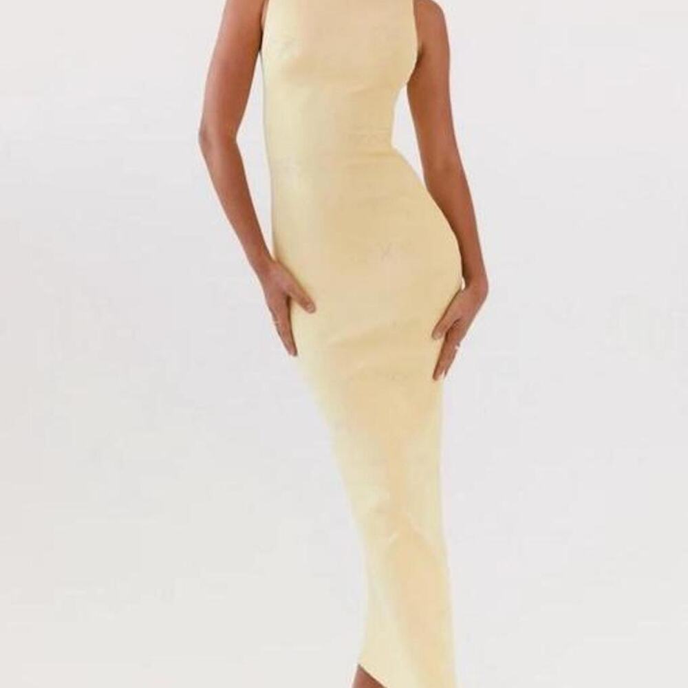 Peppermayo Holly knit maxi dress in yellow. Size medium/large
